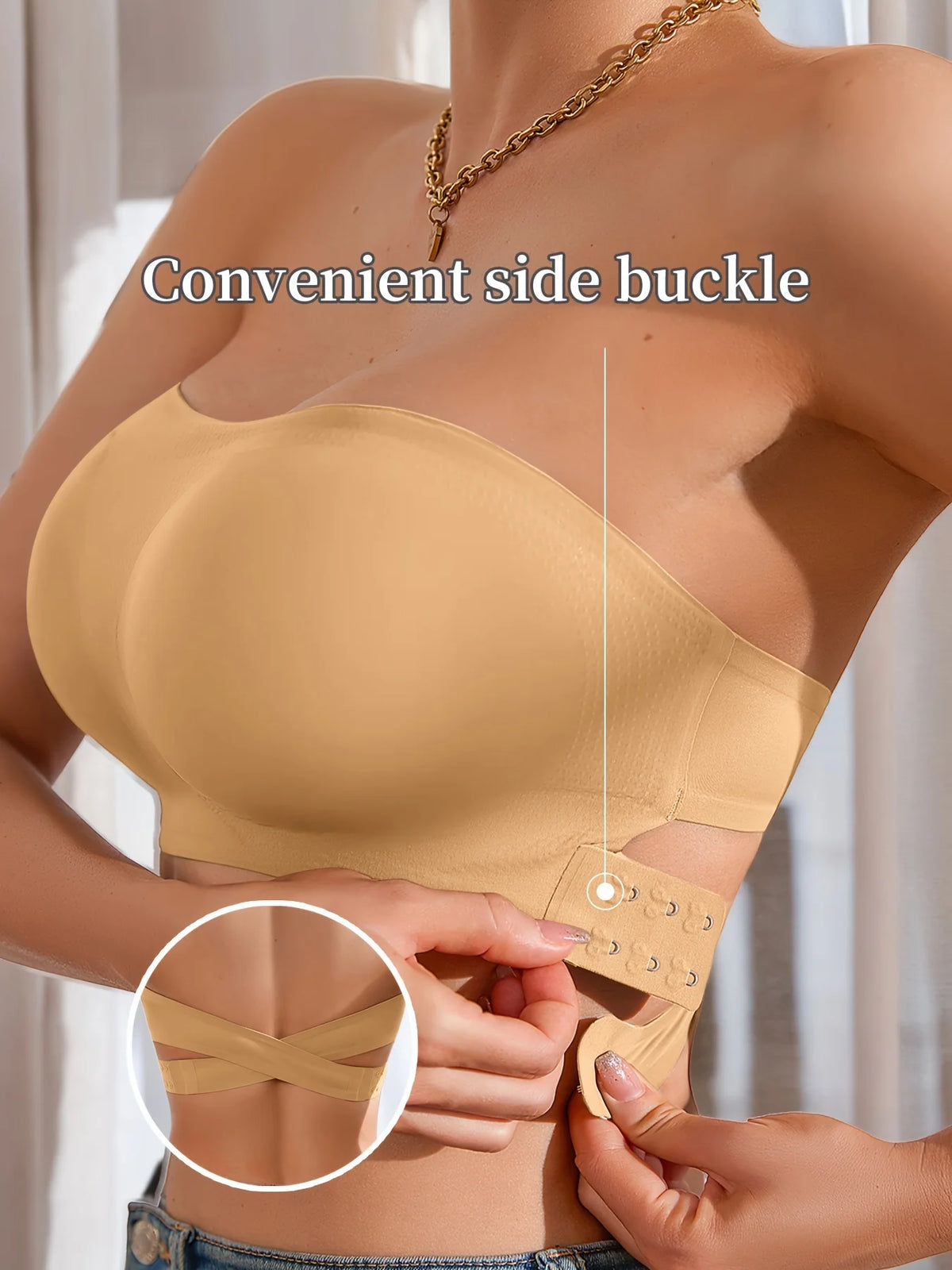 YMQJ Removable Padded Seamless Bra - Soft Ice Silk Wire-Free Strapless Bra for Women, 1 or 3 Pack