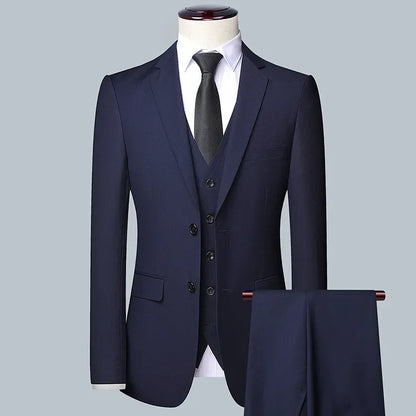 2024 Men's 3-Piece Suit Set – Blazer, Vest & Trousers | Formal Business & Wedding Outfit M-6XL