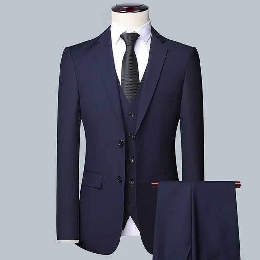 2024 Men's 3-Piece Suit Set – Blazer, Vest & Trousers | Formal Business & Wedding Outfit M-6XL