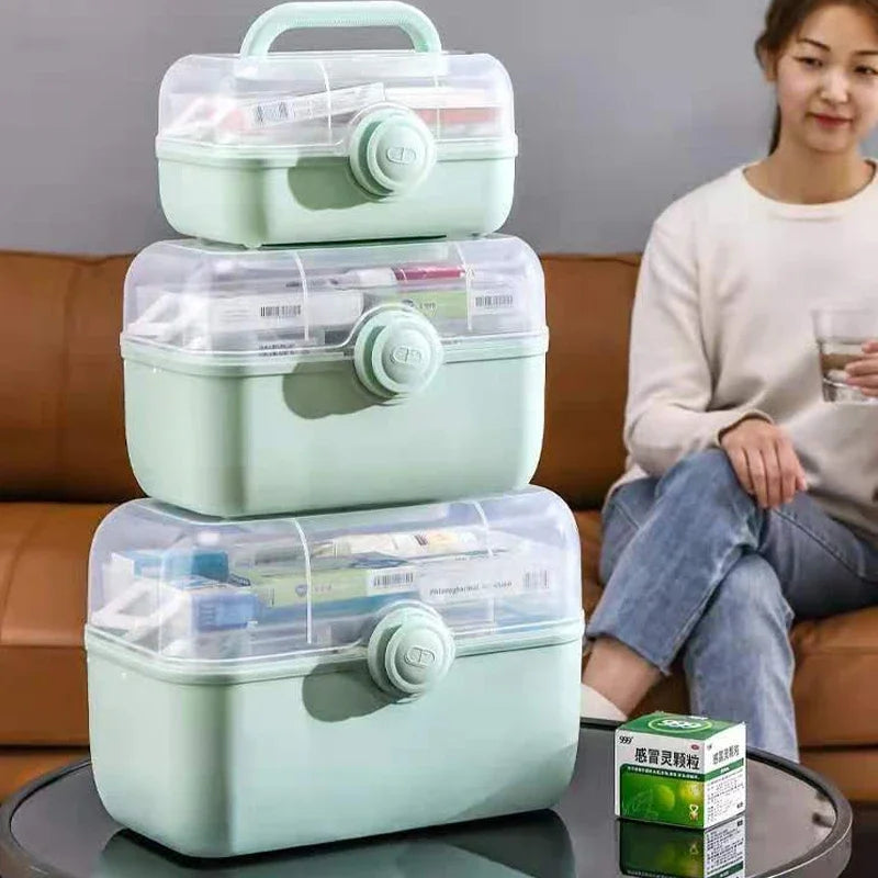 Large Capacity Family Medicine Organizer Box – Portable Plastic First Aid Kit & Home Medicine Storage Organizer