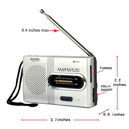 BC-R2 Portable Retro Radio — Mini Dual-Band AM/FM Music Player with Telescopic Antenna, Stereo Speaker for Outdoor Use