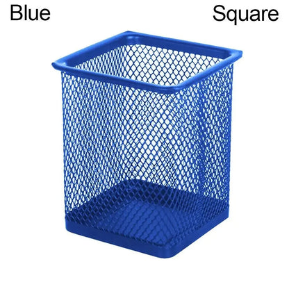 Multifunction Mesh Pen Holder - Round or Square Desk Organizer for Pens, Pencils & Stationery