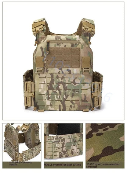 New Combat Vest 6094 – Quick Detachable Lightweight Laser Cut Tactical Vest, Black Gear for Protective Plate Carry