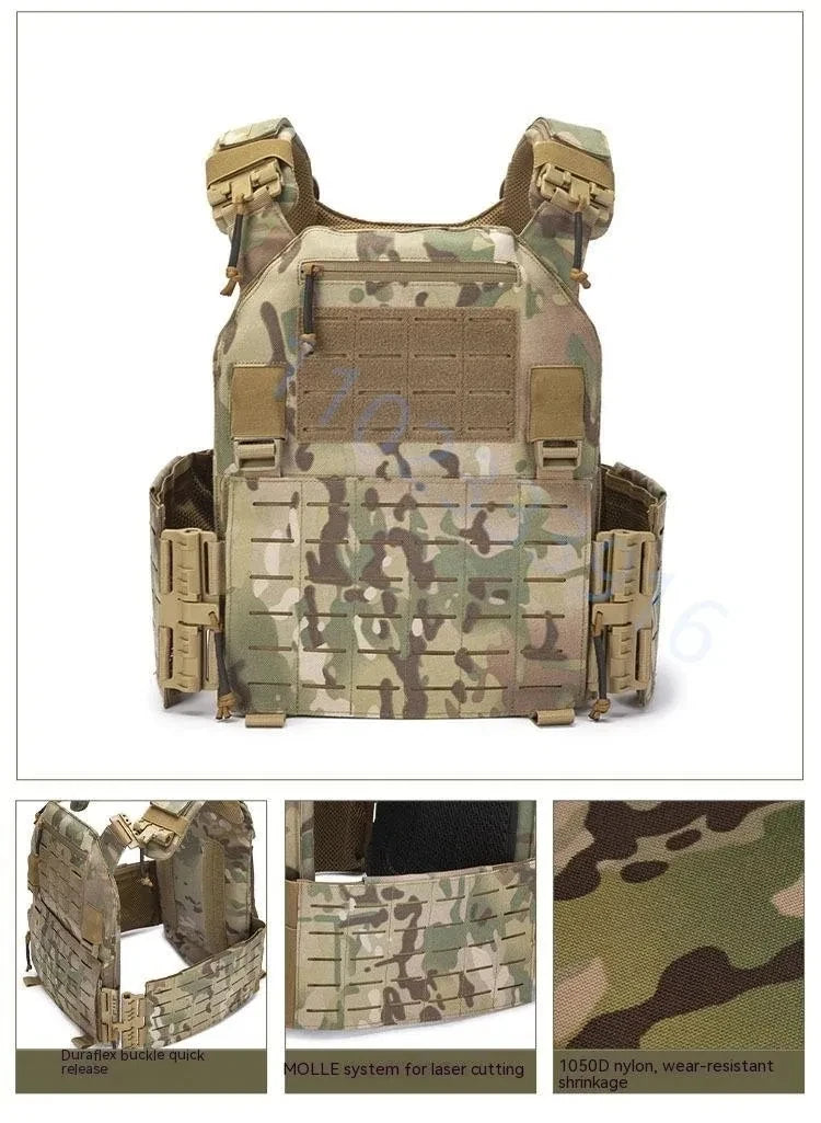 New 6094 Tactical Vest – Quick Detachable, Lightweight Laser-Cut Combat Gear with Protective Plate Carrier