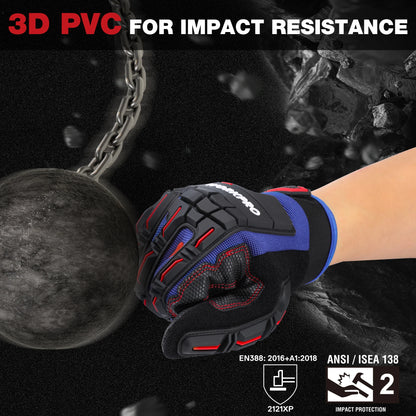 WORKPRO Heavy-Duty Tactical Work Gloves - Touchscreen Full-Finger Impact Protection Gloves for Military, Paintball & Shooting