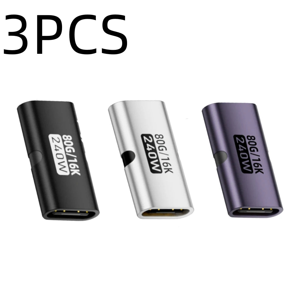USB-C Female-to-Female Adapter – PD 3.1 240W Fast Charging, 80Gbps Data Transfer, 16K 60Hz Video Support Connector