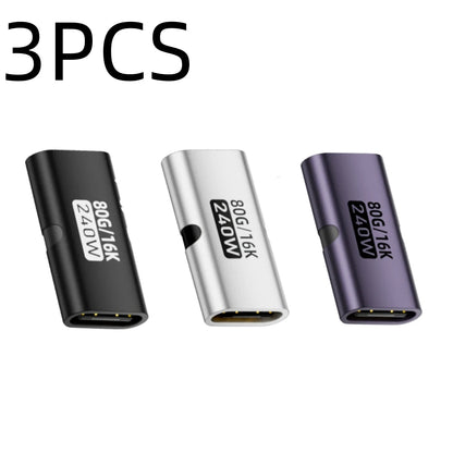 USB-C Female-to-Female Adapter – PD 3.1 240W Fast Charging, 80Gbps Data Transfer, 16K 60Hz Video Support Connector