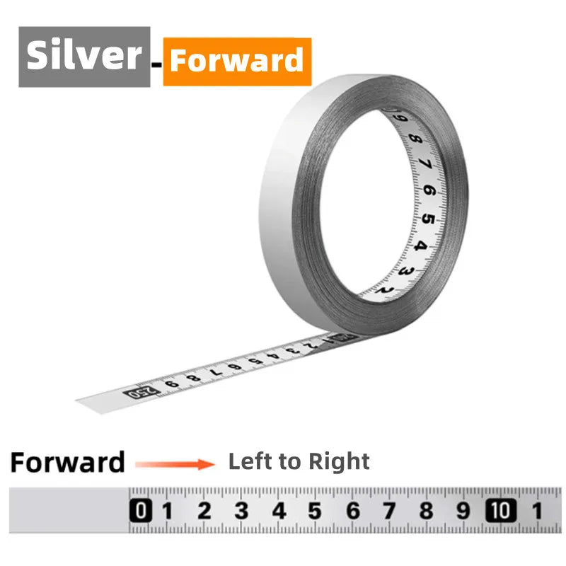 Self-Adhesive Stainless Steel Measuring Tape - Durable Rust-Proof Workbench Ruler with Metric Scale