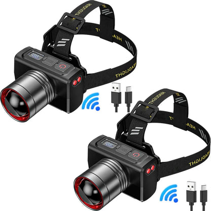Rechargeable LED Headlamp – Adjustable Zoom Waterproof Ultra Bright Front Headlight for Camping, Outdoor Work & Night Use Torch