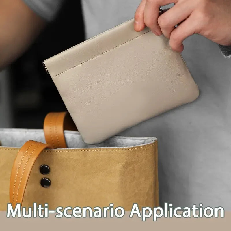 PU Leather Storage Bag - Waterproof Portable Organizer for Earphones, Charging Cables, Cosmetics, Lipstick & Jewelry