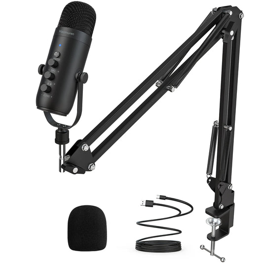Haomuren Professional USB Podcast Microphone Kit – Cardioid Condenser Mic with Boom Arm for Streaming, Recording, and YouTube