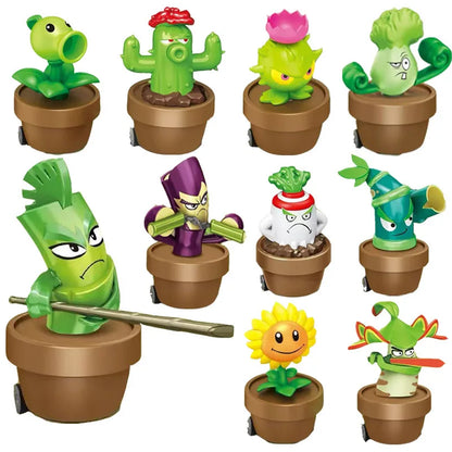 12PCS Plants vs Zombies Blind Box — Peashooter & Sunflower Pull-Back Car Mini Figurines, Collectible Toy for Kids