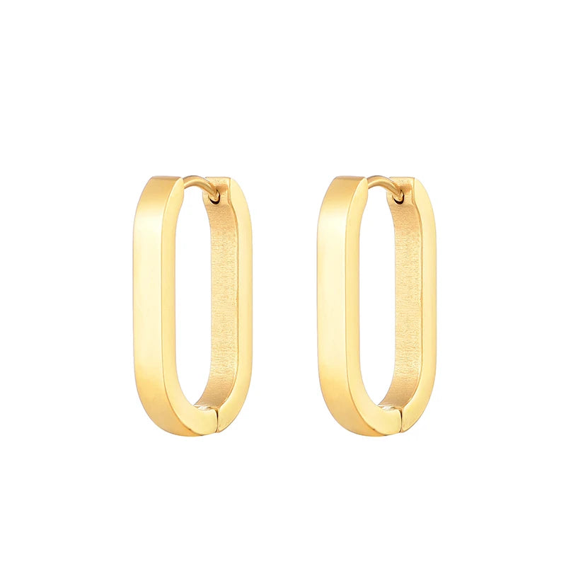 Classic Stainless Steel Hoop Earrings - Heart, Star, Oval & Geometric Punk Hip Hop Jewelry for Women & Men
