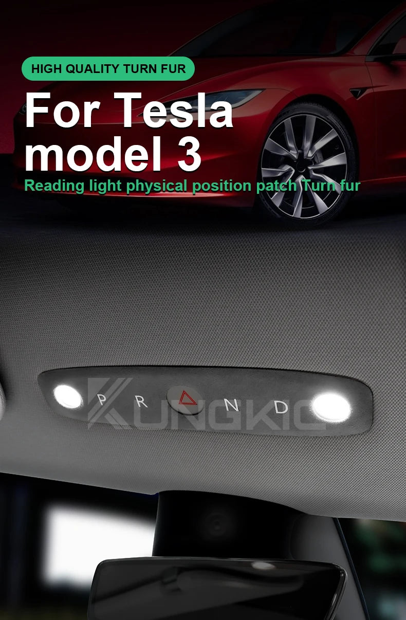 KUNGKIC Italian Top Suede Reading Light Frame Trim Stickers for Tesla Model 3 Highland 2024+ – Car Interior Decor Accessories