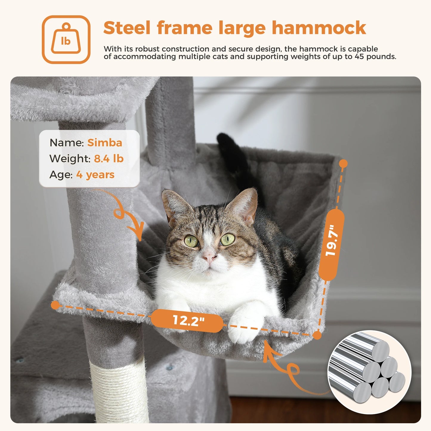 Large Cat Tree Tower – Multi-Level Plush Indoor Cat Condo with Scratching Posts, Boards, Perches & Caves
