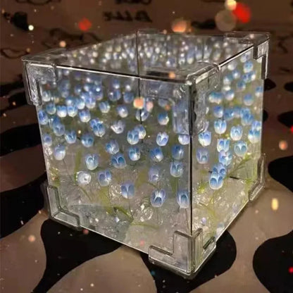 Creative DIY Tulip Flower Sea Cube Night Lamp Kit – 3D Material Package, Perfect Gift for Girlfriend or Couple