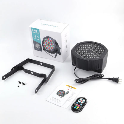 36LED RGB Par Light - DMX512 DJ Stage Lighting with Remote Control & Sound Activation for Parties and Events