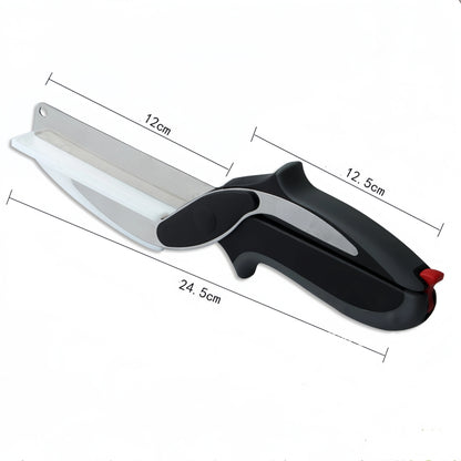 Premium Multi-Function Kitchen Scissors with Cutting Board - Chop Scissors Vegetable Chopper & Waffle Knife