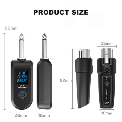BOMGE UHF XLR Wireless Microphone Adapter System – Transmitter & Receiver for Dynamic Microphone, Guitar, Audio Mixer & PA System
