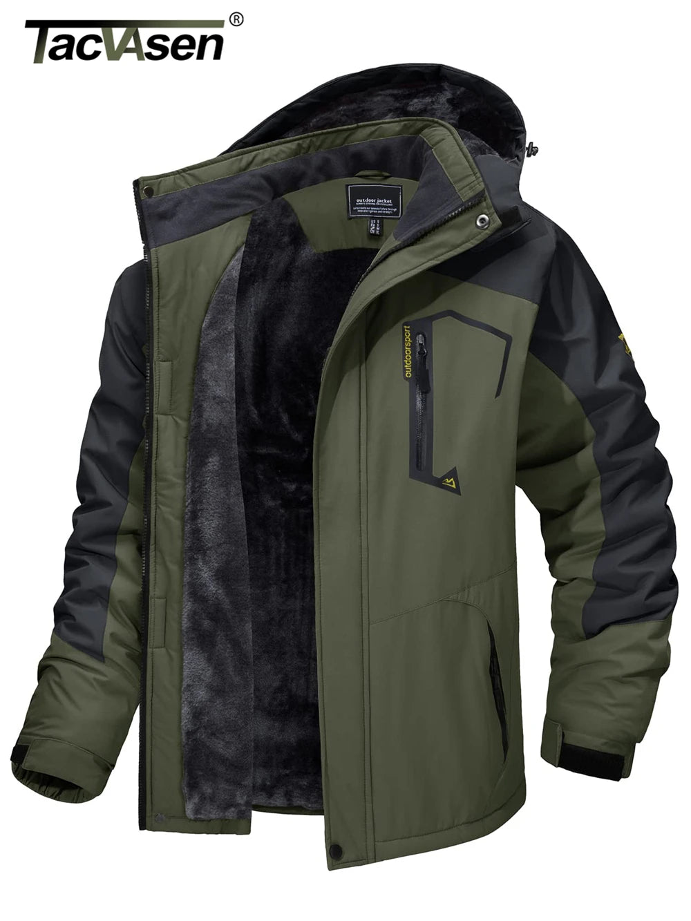 Men’s Fleece Lined Mountain Jacket - Removable Hooded Winter Ski, Snowboard and Hiking Parka Coat