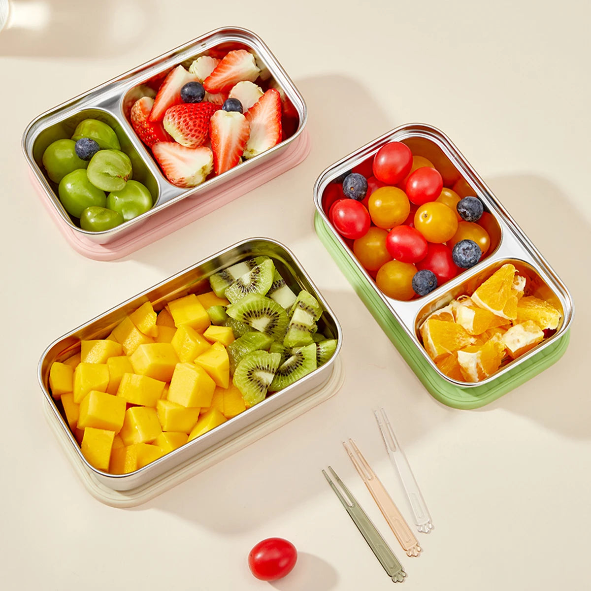 WORTHBUY 304 Stainless Steel Lunch Box with Lid — Portable Leak-Proof Stackable Bento Box for Fruit, Salad, and Food Storage, Ideal for Students