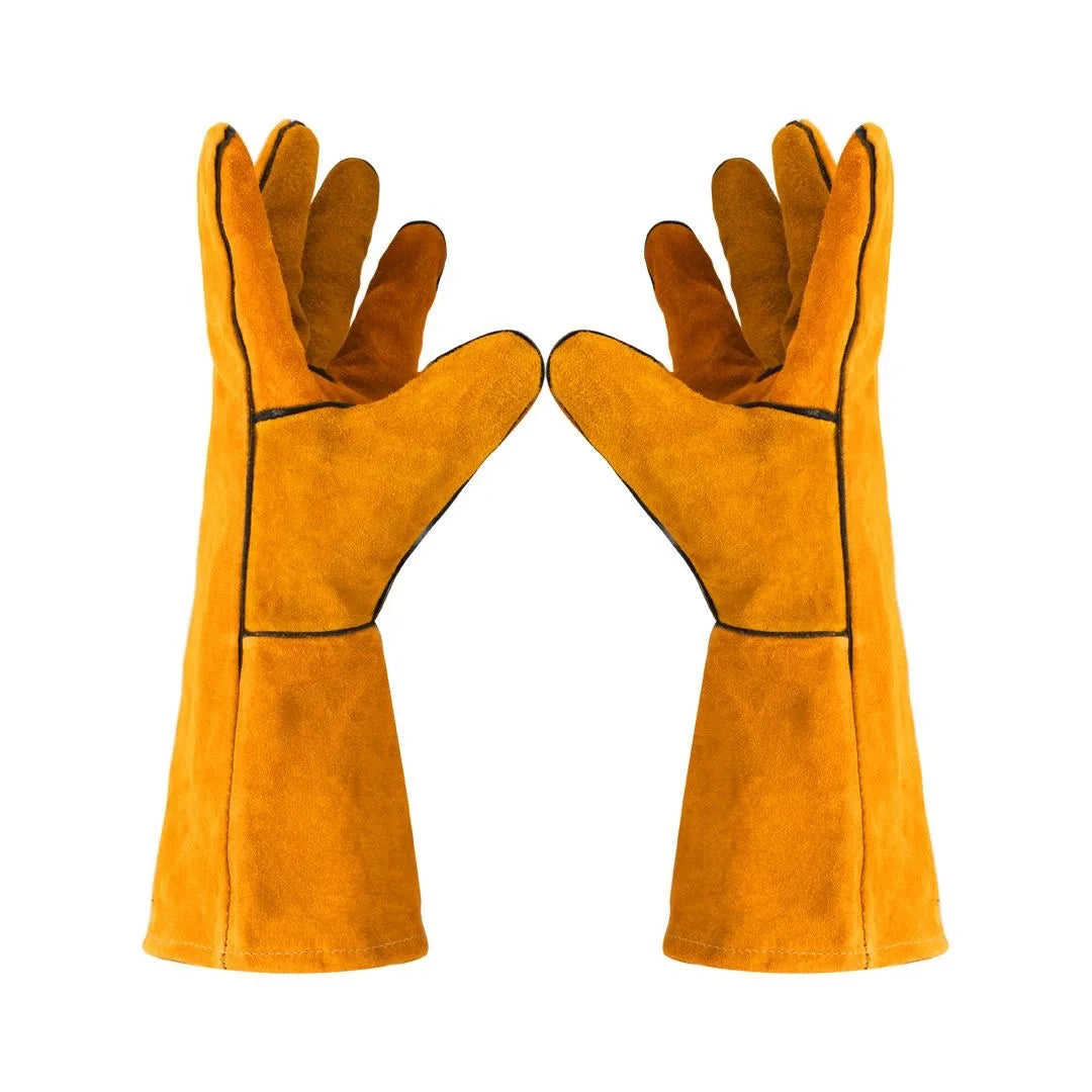 Leather Welding Gloves – Fire/Heat Resistant Work Gloves for MIG, TIG, Stick, Forge & BBQ Grill Safety