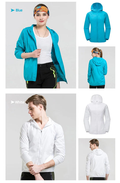 Unisex Waterproof Camping Jacket — Men & Women Windbreaker, Raincoat for Hiking, Climbing, and Sun Protection