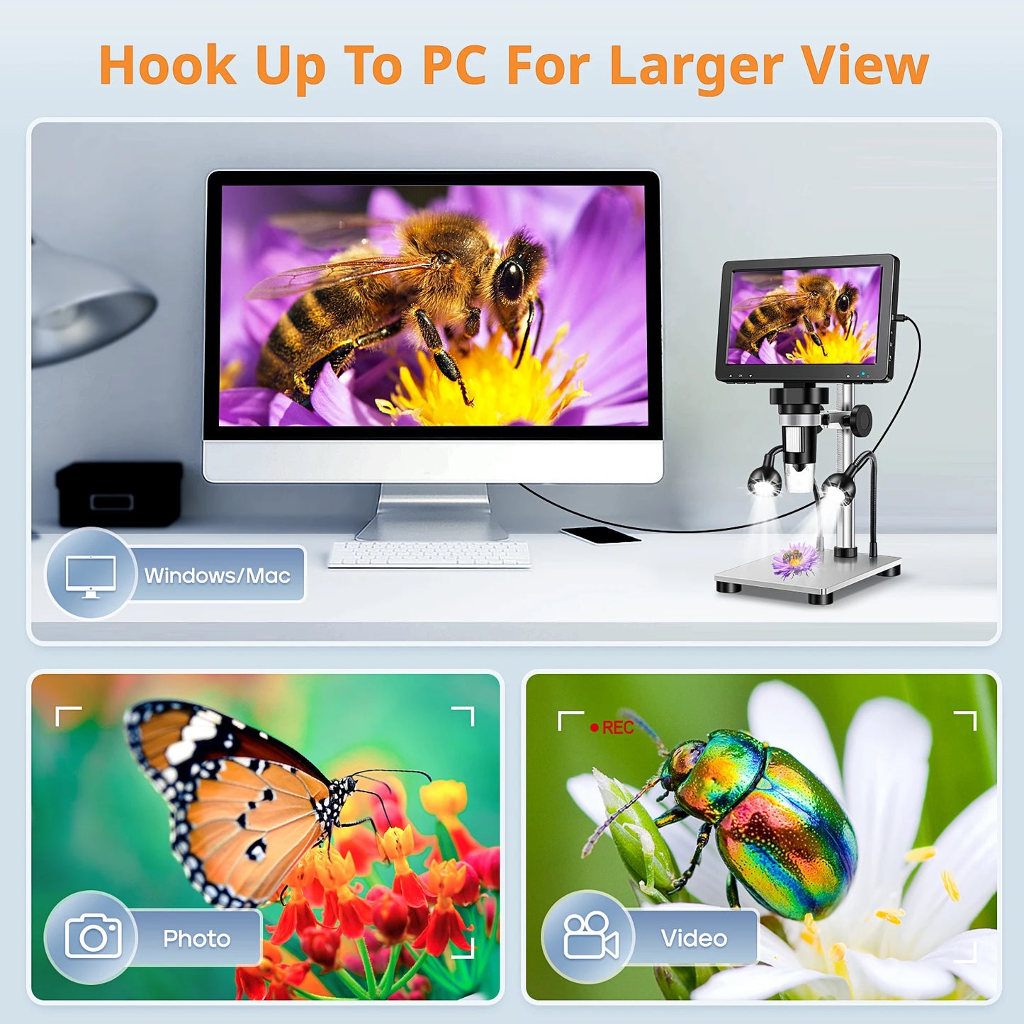 Hayve 7" Digital Microscope - 1200X Zoom, 12MP HD Camera Magnifier for Soldering & Phone Repair
