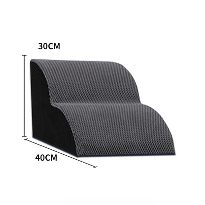 Pet Stairs with Memory Foam - Non-Slip Washable 2 or 3 Step Ramp for Dogs & Cats