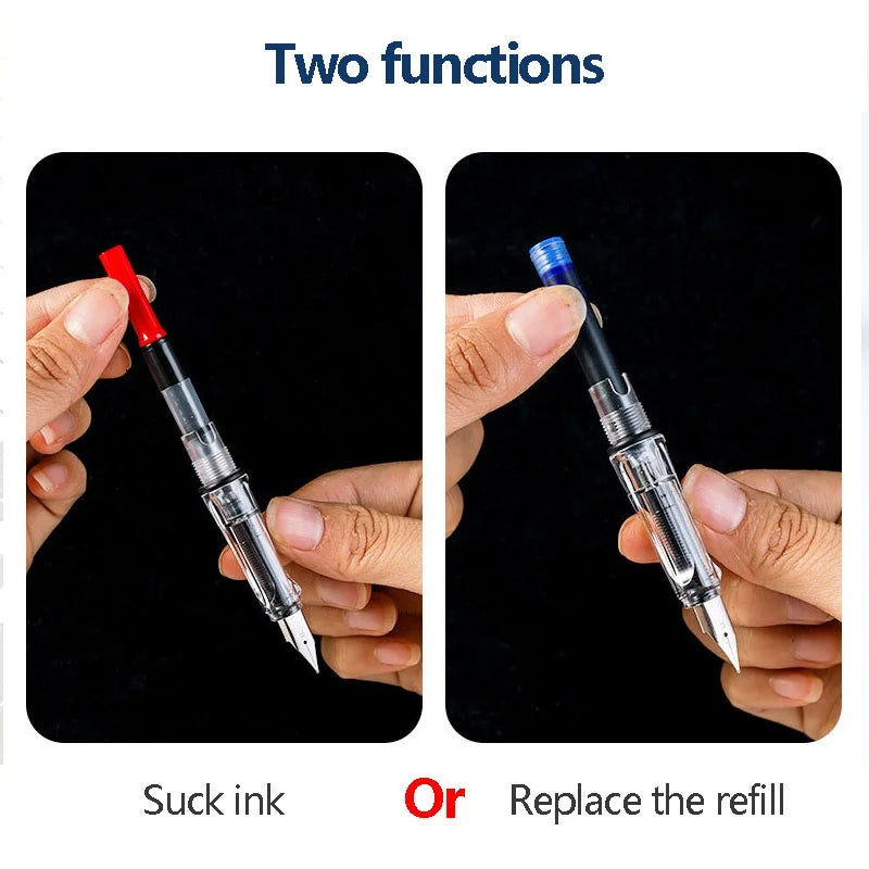 33PCS Kawaii Fountain Pen & Ink Set - Black Blue Red EF 0.38mm Replaceable Ink Pens for School Office Writing Supplies