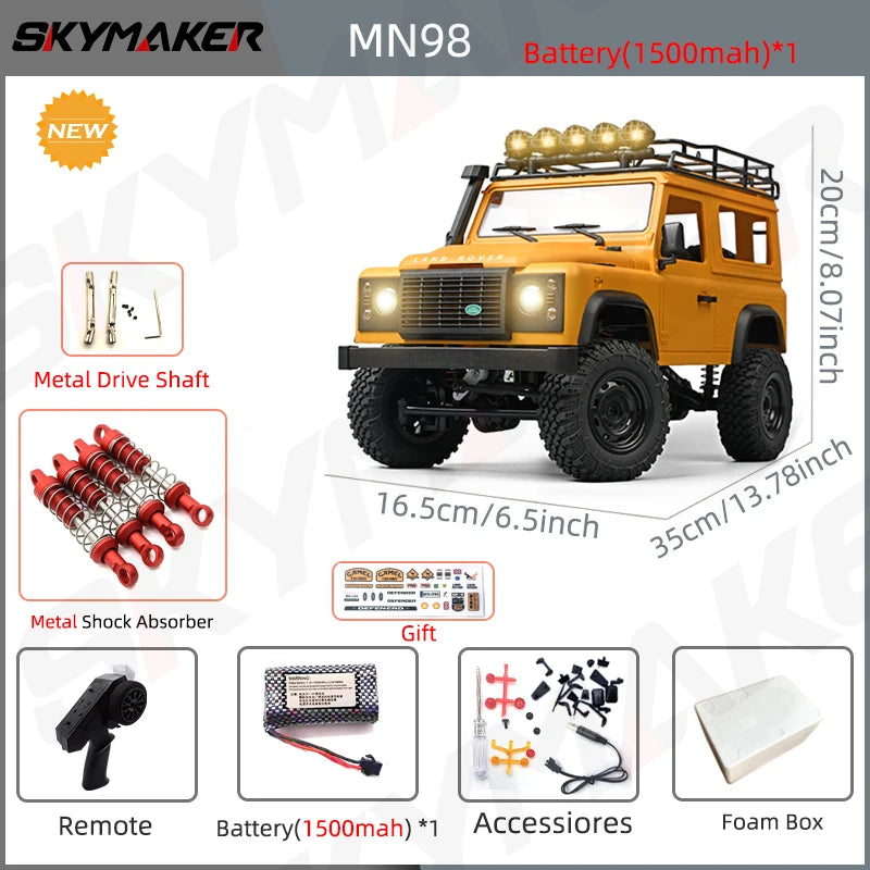 MN99s MN98 1:12 RC Rock Crawler – 2.4G 4WD Defender RTR Remote Control Car, 1/12 RC Truck Toys