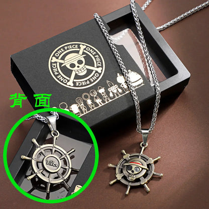 One Piece Luffy & Ace Necklace – Anime Straw Hat Metal Pendant for Men & Women, Sweater Chain Birthday Gift