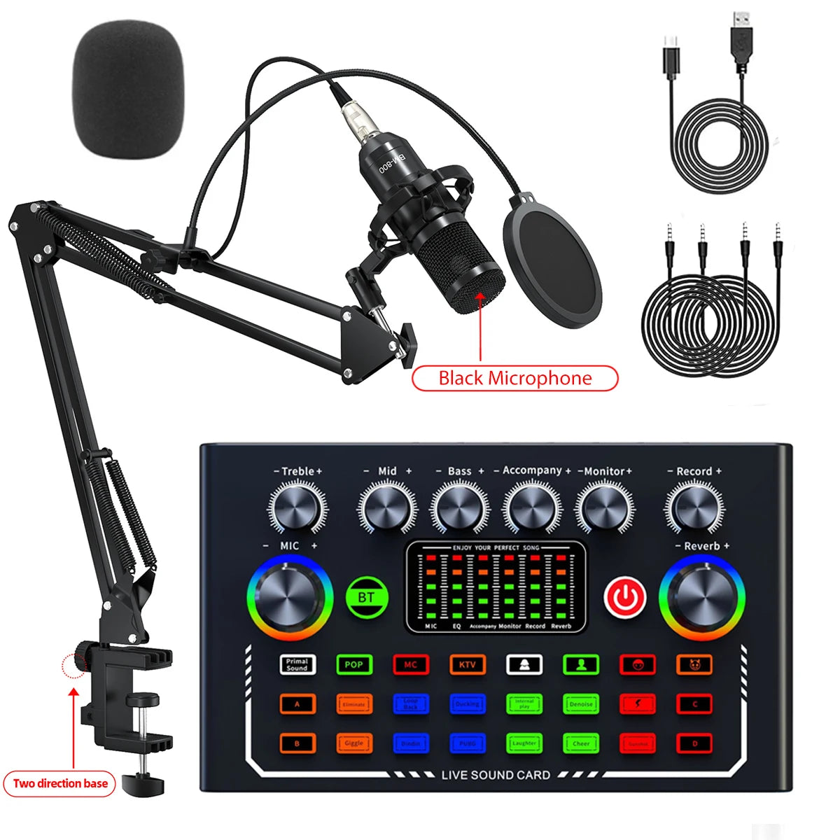 F009 Live Sound Card Kit - BM-800 Microphone Set for Podcasting, Audio Recording & YouTube Streaming