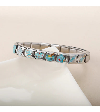 Hapiship 2025 Nurse Injection Charms — Italian 9mm Stainless Steel Bracelet Jewelry DJ1836-C