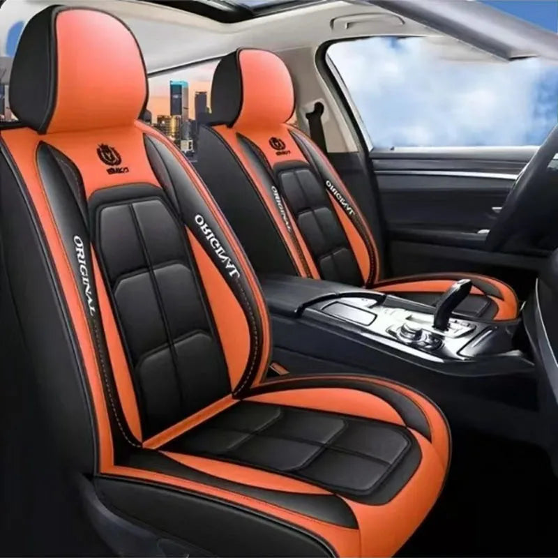 Universal Full Leather Car Seat Cover - All-Season Driver & Passenger Seat Cushion Pad