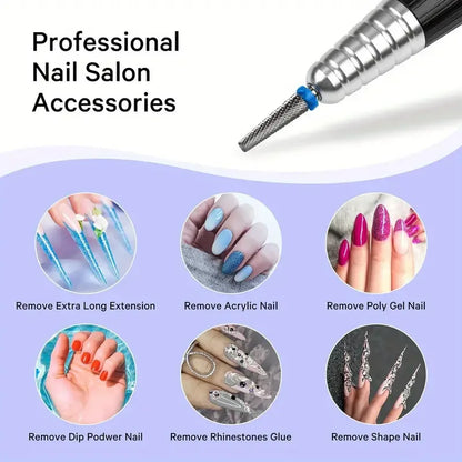 5-in-1 Extra Long 24mm Tungsten Carbide Nail Drill Bits – Safe & Efficient Gel Polish Acrylic Removal Tool