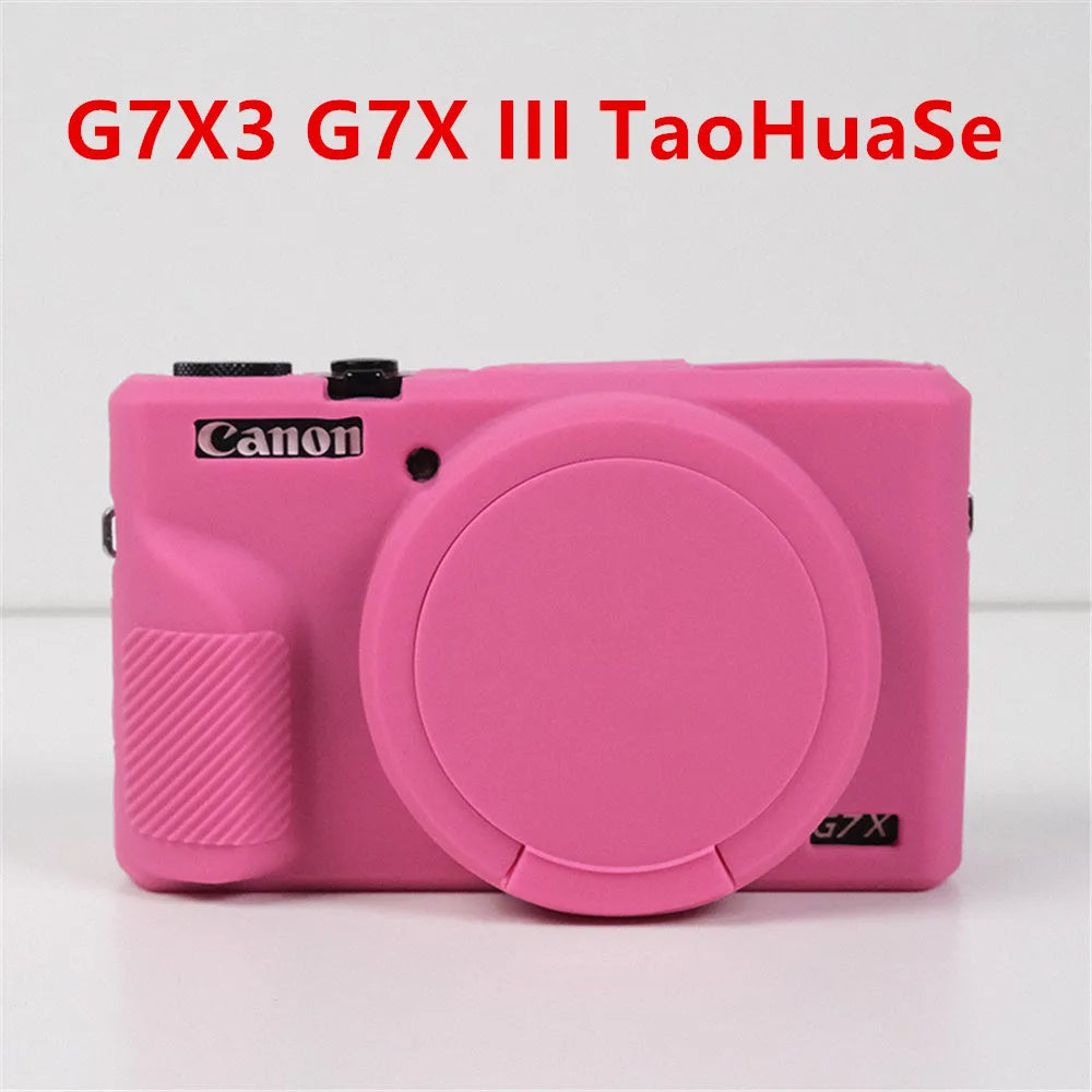 Canon G7X Mark II Silicone Camera Case - Soft Rubber Protective Skin Cover with Lens Protector for G7XII G7X2 G7X3 G7XIII
