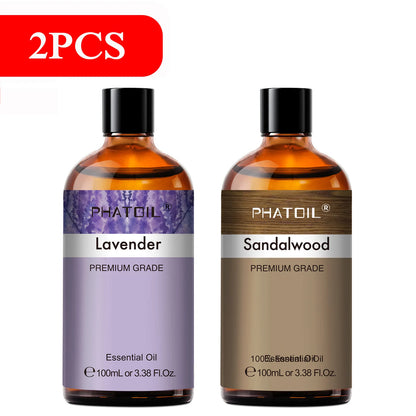 PHATOIL 100ml Aromatherapy Essential Oil Set – Lavender, Rose, Vanilla, Eucalyptus, Sandalwood & Pine Needles for Diffusers & Candle Making