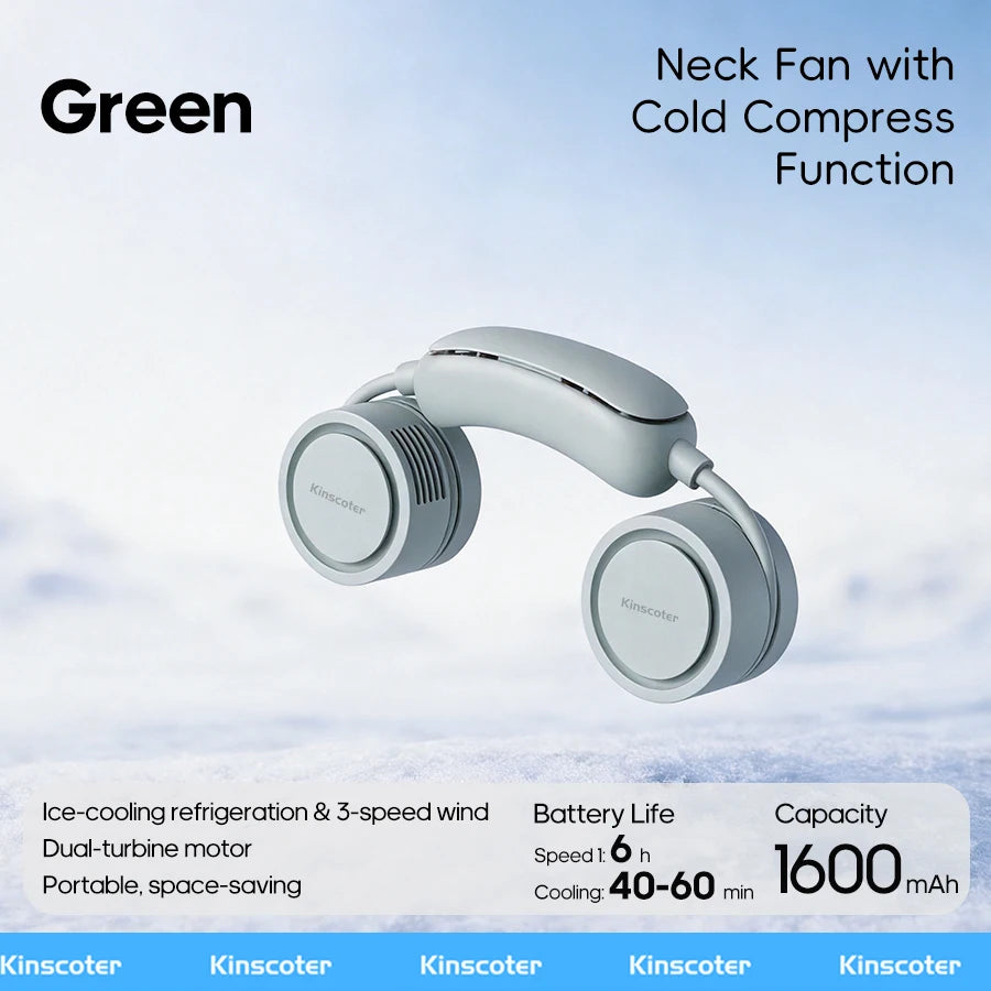 Portable Foldable Neck Fan – 1600mAh USB Rechargeable Personal Cooling Fan, Silent Mini Hands-Free Fan for Sports, Travel & Outdoor Use