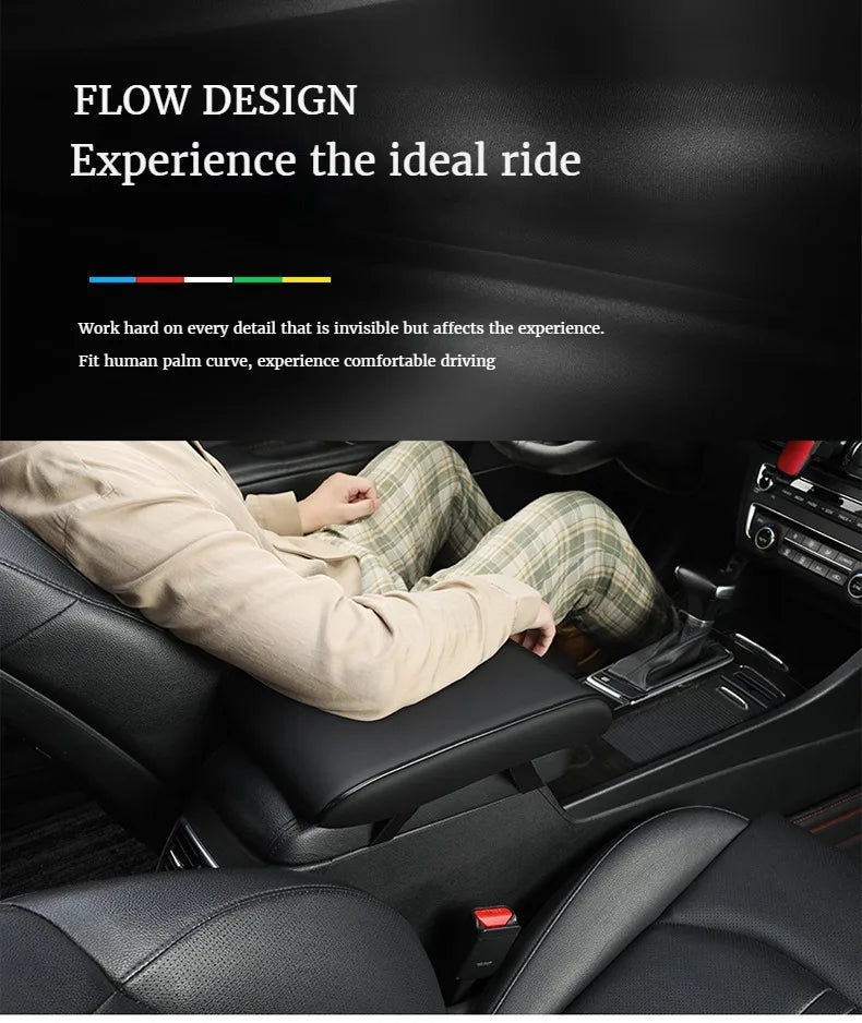 PU Leather Car Armrest Pad – Universal Heightened Center Console Cushion, Comfortable Armrest Cover (31cm x 20cm x 4.5cm)