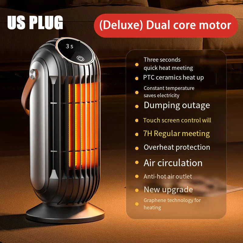 2000W PTC Ceramic Desktop Space Heater - Intelligent Fast Heating with 4 Heat Settings for Home, Office, and Bedroom