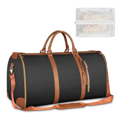 Foldable Women's Carry-On Travel Bag - Large PU Leather Duffel for Business & Clothing Storage