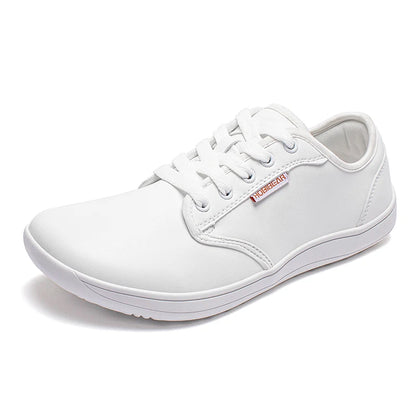 HOBIBEAR Wide-Toe Family Sneakers — Barefoot Minimalist Lace-Up Casual Walking Shoes with Hook & Loop Faux Leather