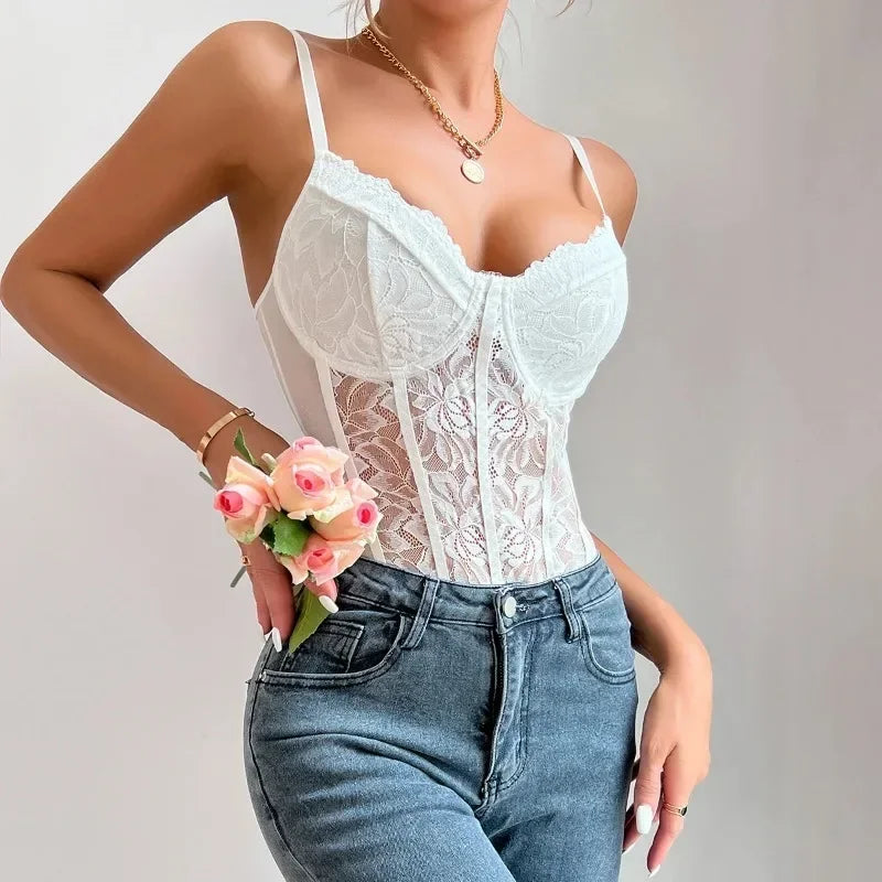 Women’s Summer Body Shaper Bodysuit - Lace Waist Trainer Corset Shapewear Club Wear Romper Jumpsuit