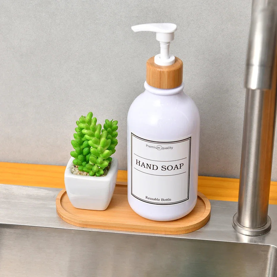 Bamboo Storage Tray – Wooden Bathroom Organizer for Shampoo, Body Wash & Toiletries, Multi-Function Countertop Accessory