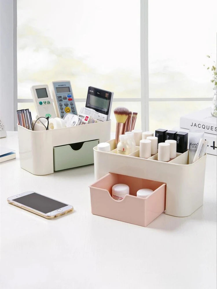 Multifunctional Nail & Cosmetic Storage Box - Cotton Swab, Accessories & Jewelry Organizer for Desktop