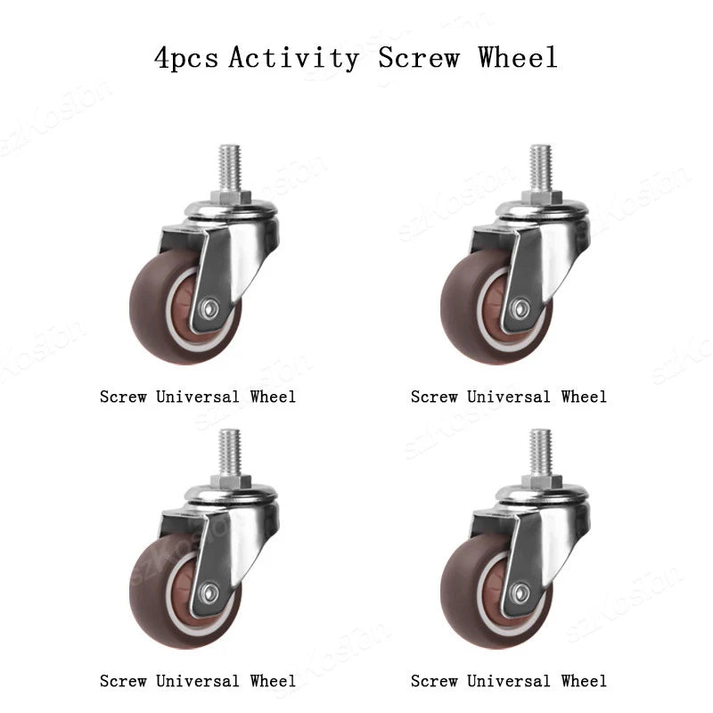 4pcs Soft Rubber Furniture Casters - Quiet Swivel Roller Wheels for Trolleys, Cribs, Beds & Home Use