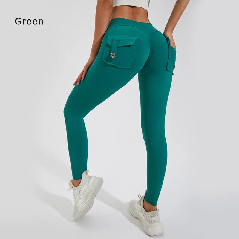 DIAS FIT JOY Women’s Nylon Yoga Pants – High-Waisted Butt-Lifting Tight Leggings with Pockets, Breathable No-T-Line Fitness Wear