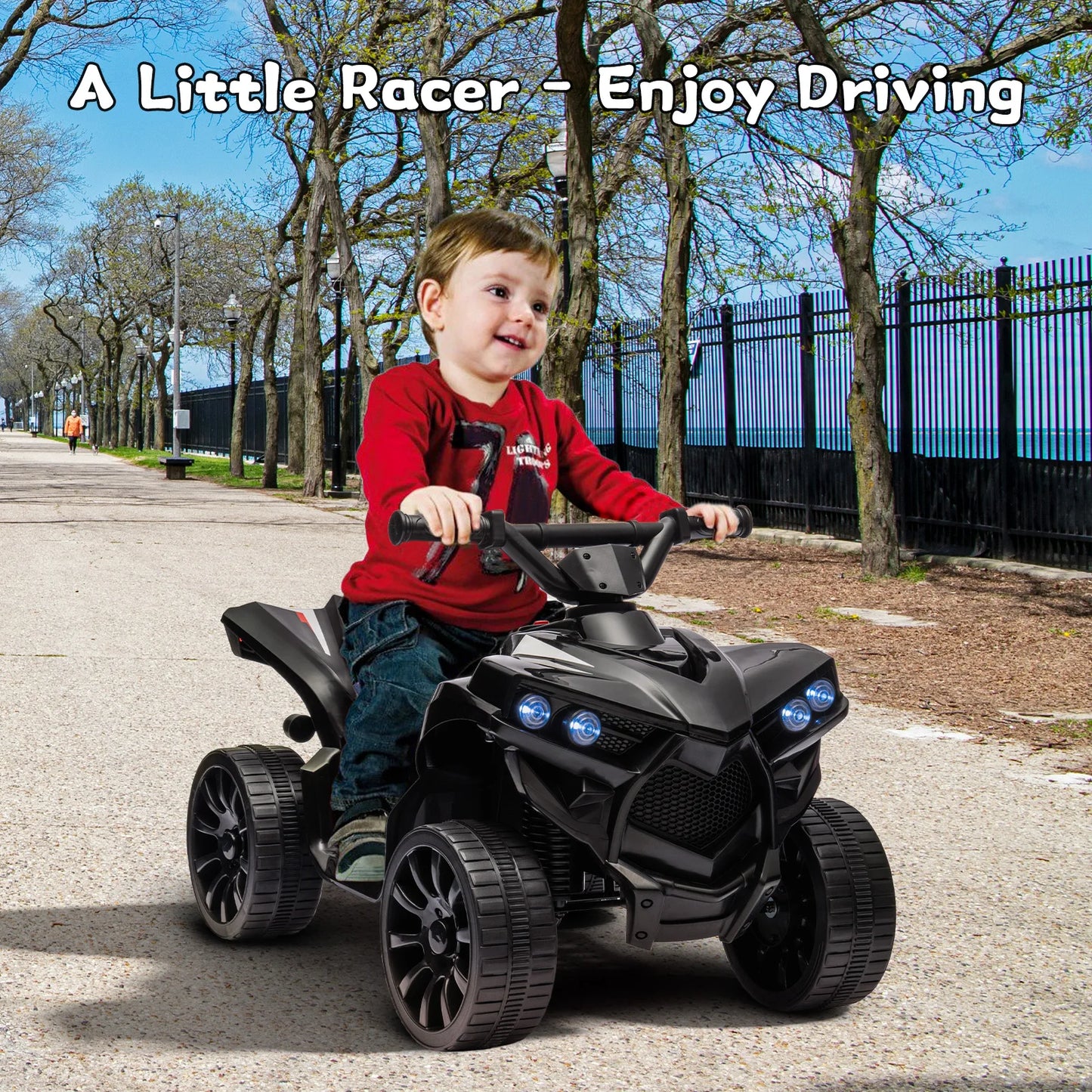 Kids 6V Ride-On ATV Quad Car Toy – Battery-Powered Electric Vehicle with LED Lights, Music, Foot Pedal & Durable Wheels