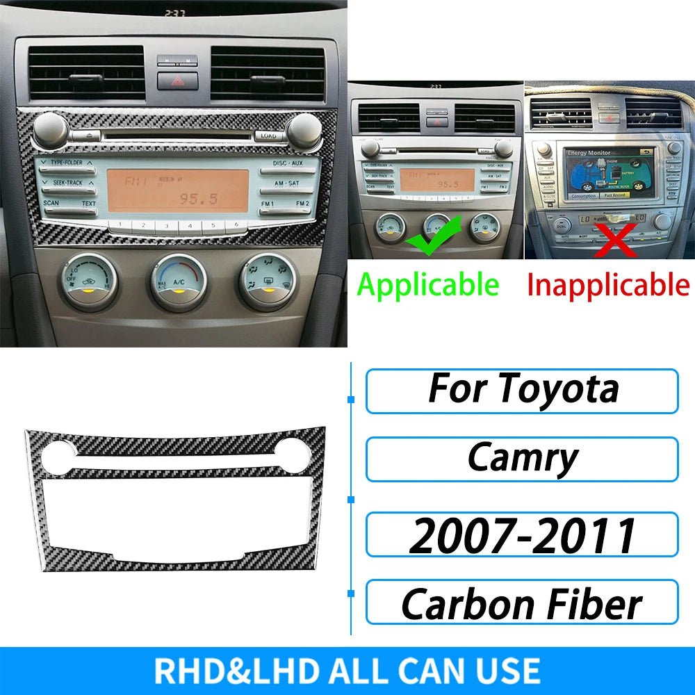 Toyota Camry 2007–2011 Carbon Fiber Interior Trim Set - Center Console, Gear Shift & Air Vent Decorative Covers